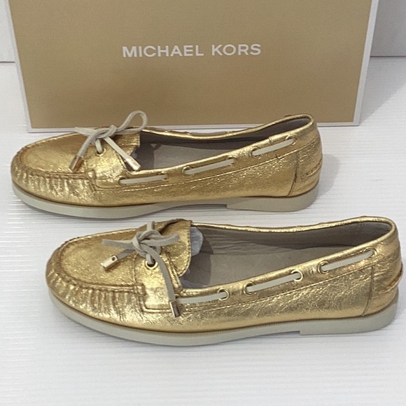 Michael Kors Moccasin Flats Leather Size 8M Color Gold - Picture 4 of 10